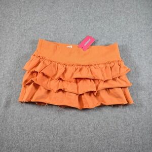 Edikted Womens Orange Tiered Ruffle Mini Skirt Size Medium NWT